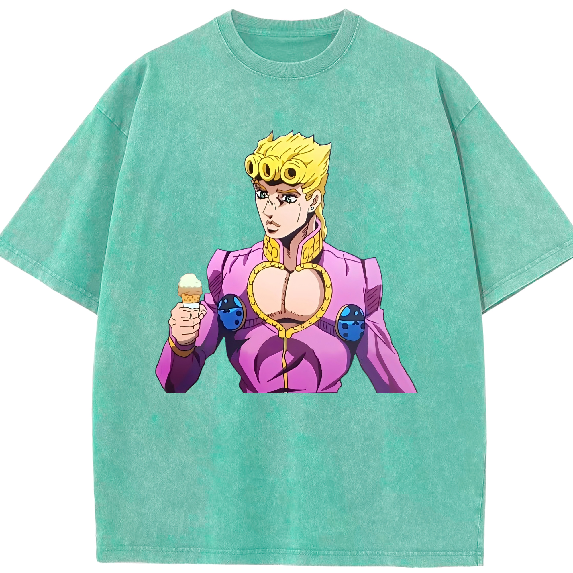 （画像用） ジョジョの奇妙な冒険 ジョルノ?ジョバァーナ JoJo's Bizarre Adventure Giorno Giovanna 綿100% ヴィンテージ風 半袖Tシャツ（フロントプリント）